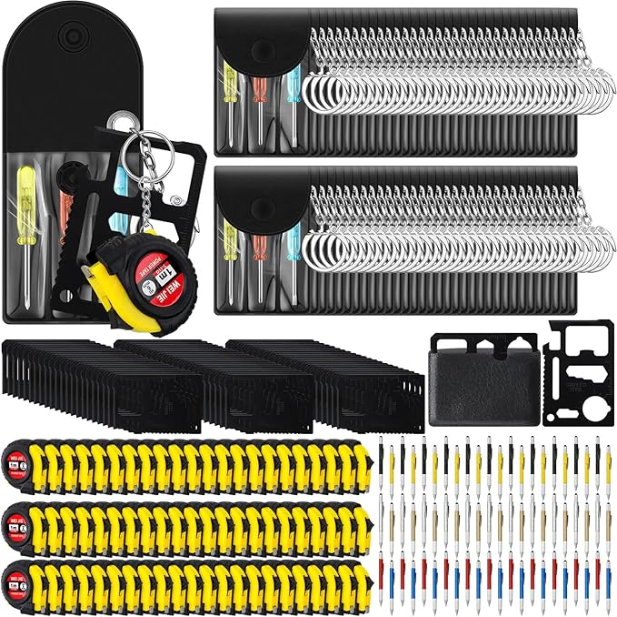 264 Pcs Mini Tape Screwdriver Keychain Set Valentine's Day Men Gifts Bulk Employee Appreciation Gift Bulk Multitool Pen Card for Adult Tool Party (Multicolor)