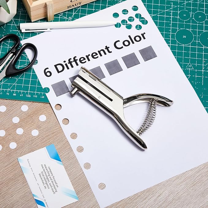 Chumia 1 Pcs Heavy Duty Hole Punch 2" Long Reach 3/8 Inch Paper Single One Hole Puncher Deep Throat Reduced Effort Hand Held Alloy Punch for ID PVC Cards 5 Inch Tall 25 Sheet Capacity