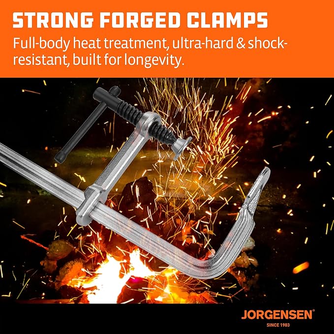 Jorgensen Bar Clamps, 6-Inch Heavy-duty Drop Forged Steel Bar Clamps for Woodworking and Welding, 2 Pack