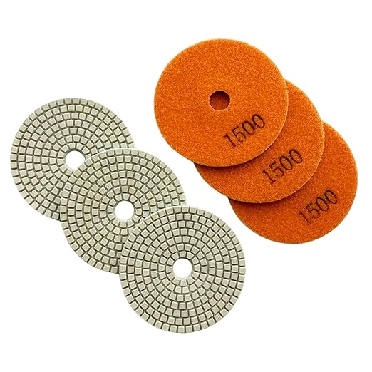5" Wet Diamond Polishing Pad - 3 Packs of 1500 Grit - White Resin for Granite, Marble, Quartz, Engineered Stone