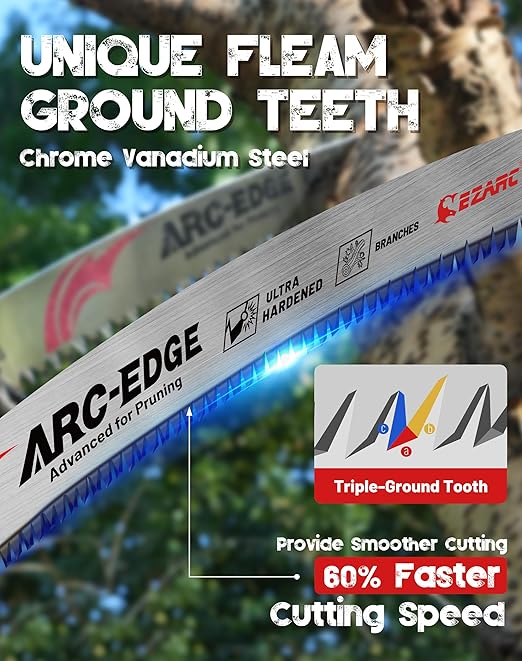 EZARC Japanese Teeth Reciprocating Saw Blade 9 Inch, Arc Edge Wood Pruning Saw Blades 6TPI for Tree Trimming, Wood Cutting, 3 Pieces