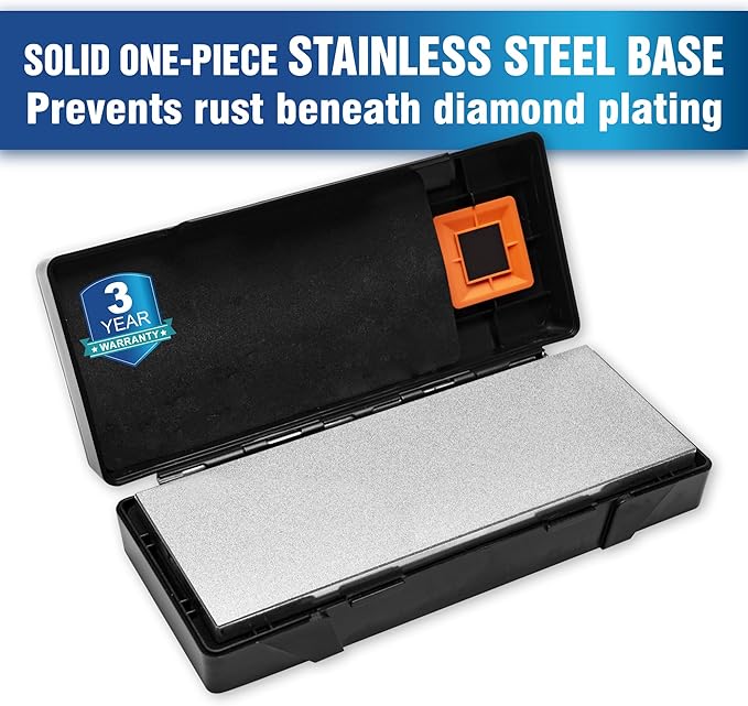 SHARPAL 162N Double-sided Diamond Sharpening Stone Whetstone Knife Sharpener |Coarse 325 / Extra Fine 1200 Grit | Storage Case with NonSlip Base & Angle Guide (8 in. x 3 in.)