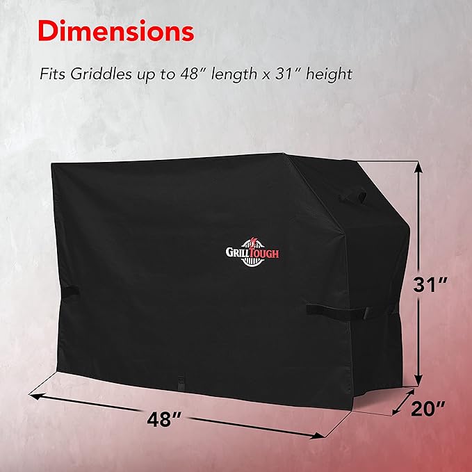 Heavy Duty Griddle Cover for Outdoor Griddle, Fits 28 Inch Griddle ??Waterproof, Weather Resistant, UV & Fade Resistant with Adjustable Straps ??Flat Grill Cover, Black