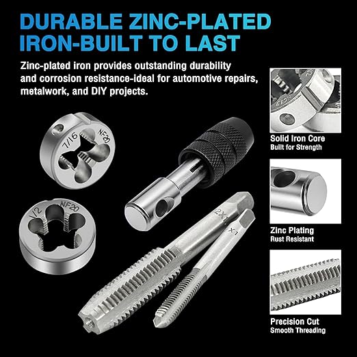 BeHappy 80pc Tap and Die Set in SAE and Metric Sizes, Metric and Standard Tap Set and Die Tool Set for Internal and External Threading
