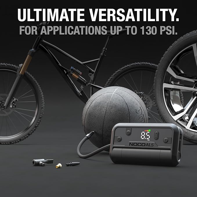 NOCO Air AL5: UltraFast 5A Cordless Tire Inflator ??Portable Battery-Powered Air Compressor Pump ??17 SLPM Airflow Inflates 0??0 PSI in 7 Minutes ??Digital Gauge + Auto-Shutoff
