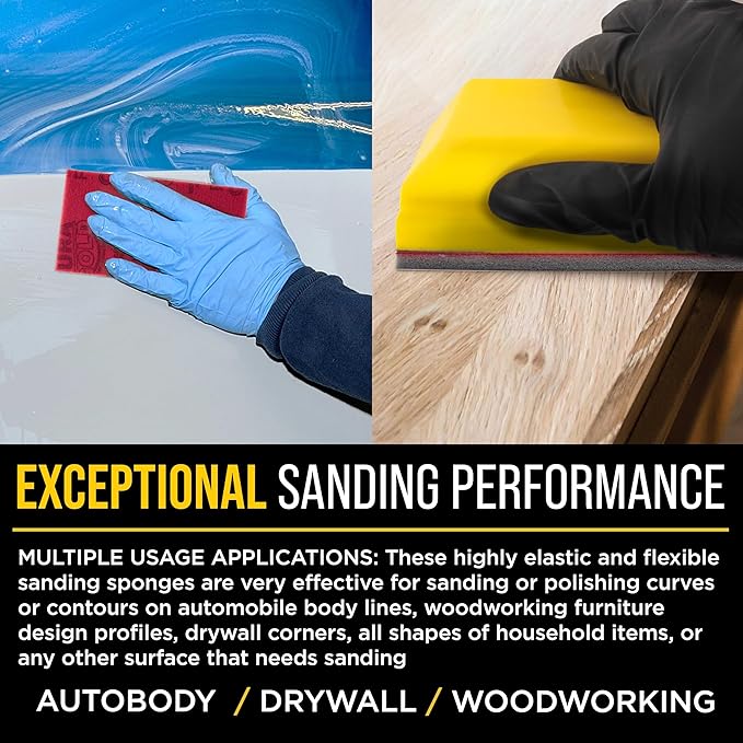 Dura-Gold 1500 Grit 5" x 2-3/4" Sanding Sponges, Box of 20 - Performance Hook & Loop Wet or Dry Flexible Sandpaper Sponge Pads - for Hand Sanding Blocks, Palm Sanders - Polish Metal, Auto Paint, Wood