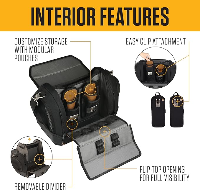 Carhartt Mens Station Tool Bag W/Adjustable Shoulder Straps, Durable, Water-Resistant Tool Organizer, Medium Tool Bag