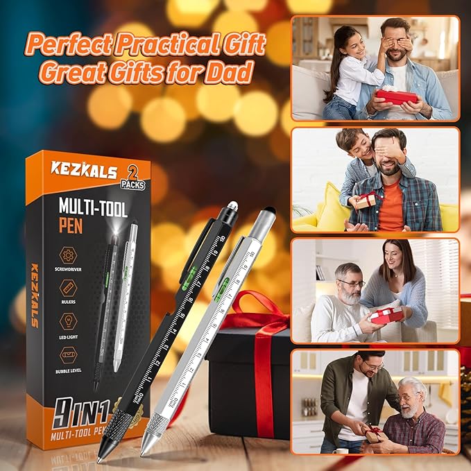 KEZKALS Valentines Day Gifts for Him Boyfriend, 9 in 1 Multitool Pen Set Gifts for Men, Husband Mens Valentines Day Gifts, Birthday Gifts for Men Who Have Everything, Cool Gadgets Tools