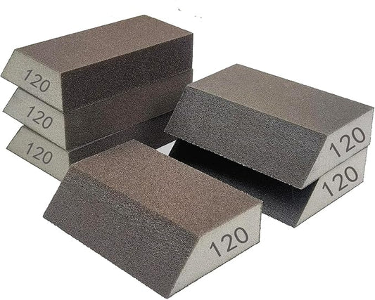 6 Pack Sanding Sponge, 120 Grit Sanding Blocks Assortment,Washable and Reusable for Wood Drywall Metal Home (120 Grit)