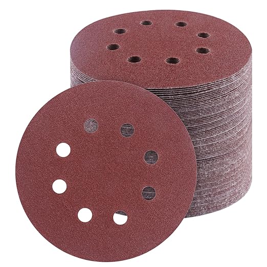 50 PCS 5 Inch Sanding Discs 80Grit, Round Hook and Loop Sandpaper for Random Orbital Sander