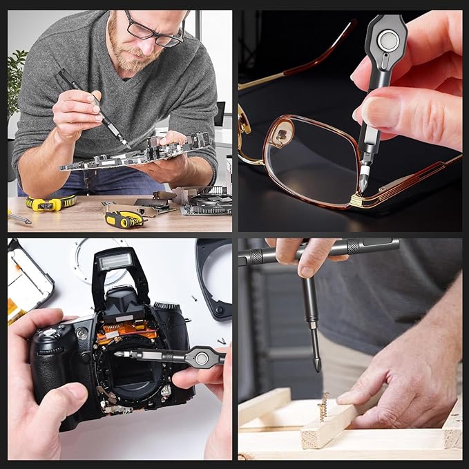 42 in 1 Magnetic Screwdriver - Multi Bit Ratchet Screwdriver Set: T Handle Ratchet Screwdriver Set with Storage Case for Computer, Eyeglass, Bicycles, Ring Doorbell, Furniture and DIY,Grey
