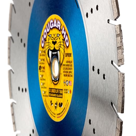 Cougar HD 16 Inch Concrete Diamond Blade, Supreme Heavy-Duty Segmented Blade, Dry/Wet Combo Cutting Reinforced Concrete, Asphalt, Stone 1"-20mm Arbor