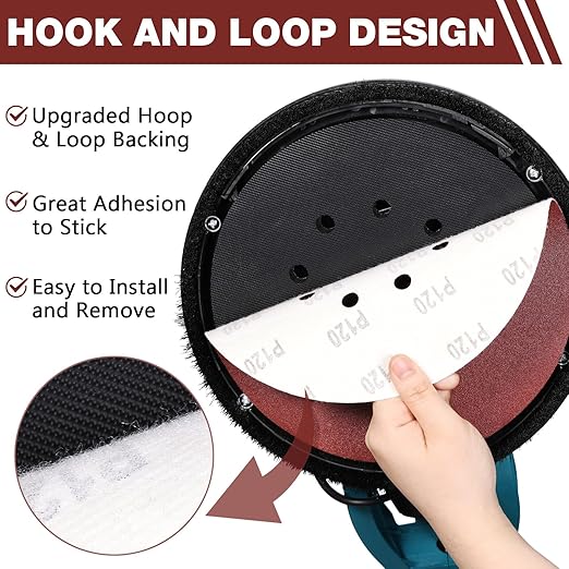50 Pack 9-Inch 10-Hole Hook-and-Loop Sanding Disc, 240 Grit Aluminum Oxide Drywall Sandpaper for ??" Drywall Sander Pads, Finishing Ceiling Wood Floor