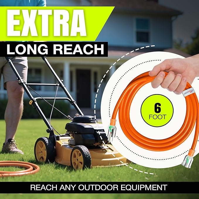 6ft Outdoor/Indoor Extension Cord 16/3 Gauge Heavy Duty 3 Prong SJTW, Waterproof, Flexible Cold-Resistant Long Power Cord,13A 125V 1625W, Orange by LifeSupplyUSA
