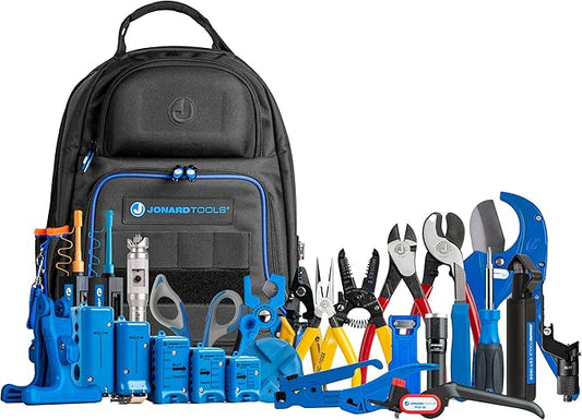 Jonard Tools TK-199B Ultimate Fiber Prep Backpack Kit ??Complete 28 Piece Fiber Optic Cable Access and Termination Solution with Rugged Technicians Tool Backpack
