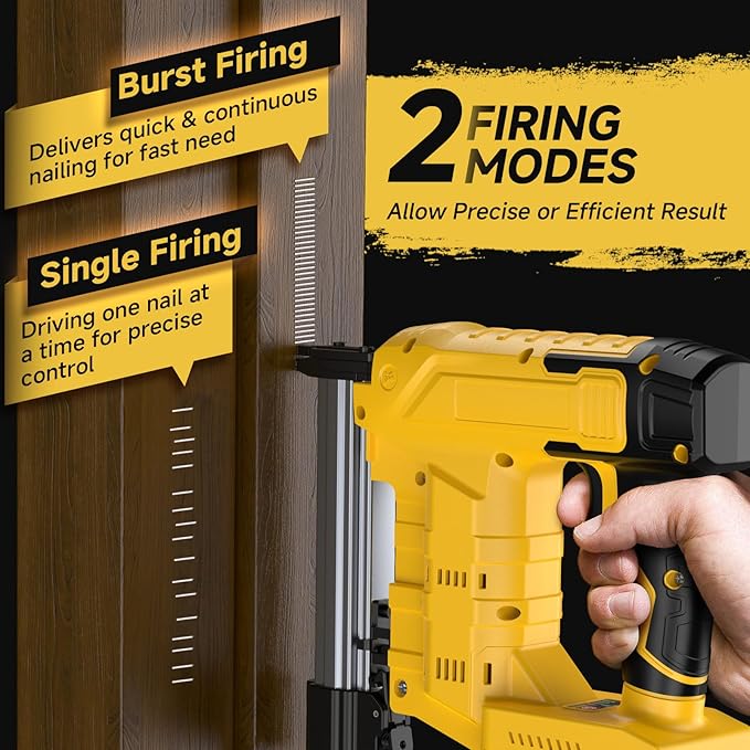 2-in-1 Cordless 18GA Brad Nailer/Staple Gun Compatible with Dewalt 20V Max Battery (No Battery), Electric Nail Gun/Stapler Battery Powered with 1000 Nails/Staples for Home Improvement, Wood Carpentry