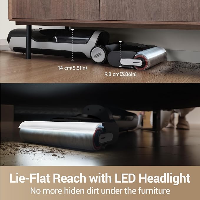 DREAME H14 Pro Wet Dry Vacuum Cleaner, 180째 Lie-Flat Vacuum Mop, 140째F Washing and Fast Hot Air Drying, Powerful 18kPa Suction Floor Cleaner Machine, Easy GlideWheel Movement, Smart App Control