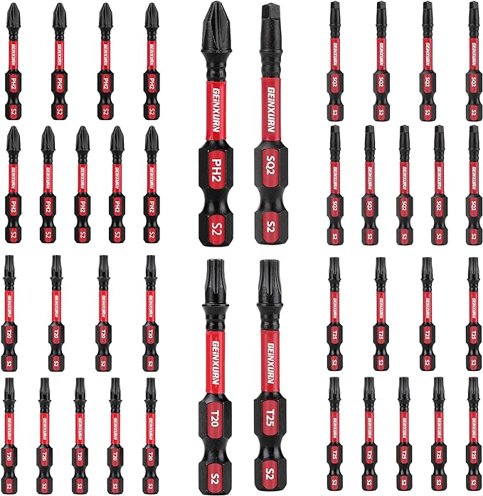Impact Tough Phillips Square Torx 2 in. Insert Driver Bits, 40Pack Bulk T20/T25/PH2/SQ2 Screwdriver Power Bits Set