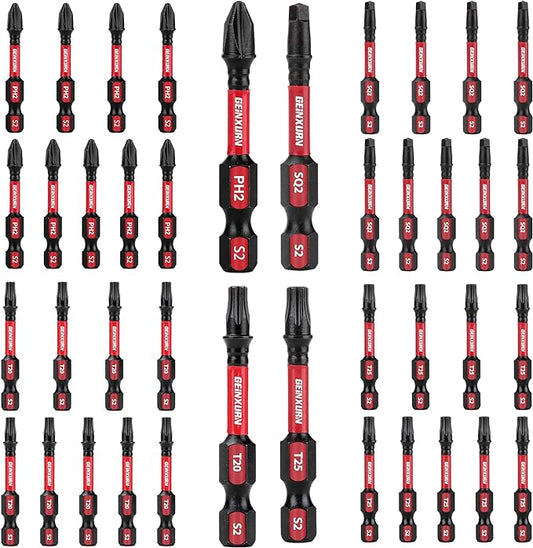 Impact Tough Phillips Square Torx 2 in. Insert Driver Bits, 40Pack Bulk T20/T25/PH2/SQ2 Screwdriver Power Bits Set