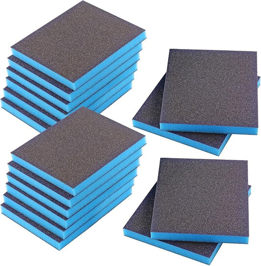 16Pcs 80 Grit Sanding Sponge, Jamiikury Sanding Blocks Washable and Reusable, Wet Dry Sandpaper Sponge for Wood Metal Furniture Paint and Drywall