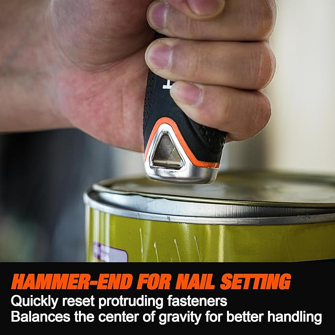 VANQUISH 5 In 1 Stainless Steel Putty Knife, Multi Use Paint Scraper Tool with Soft TPR Handle and Metal Hammer End, Caulk Removal Tool, Paint Can Opener, Paint Remover, Wallpaper Scraper 3588