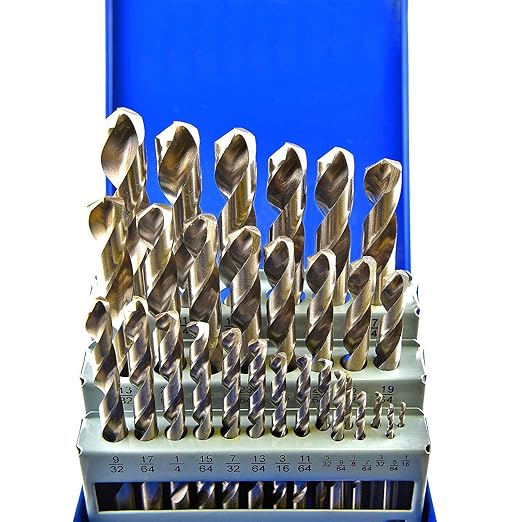 MaxTool Twist Drill Bit Set 29PCs High Speed Steel M2 Jobber Length Fully Ground 3-Flat for Metal Stainless Plastic etc 1/16??to 1/2?? JBS02W13R029P