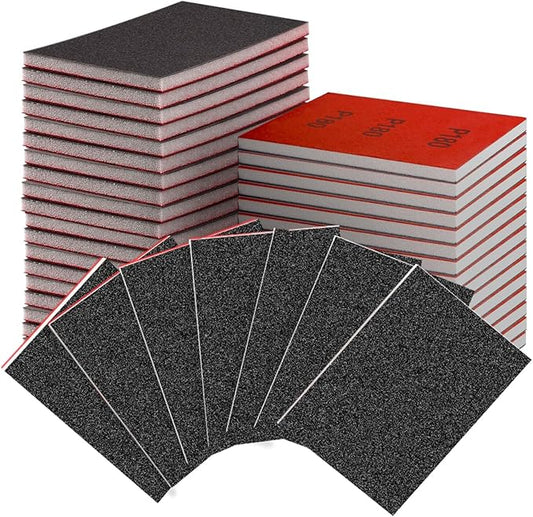30-Pcs 3x4 Inch 180 Grit Sanding Sponge Set, Sanding Block, Ultra-Fine Wet/Dry Sandpaper for Wood, Metal, Drywall, Furniture Polishing (180Grit)