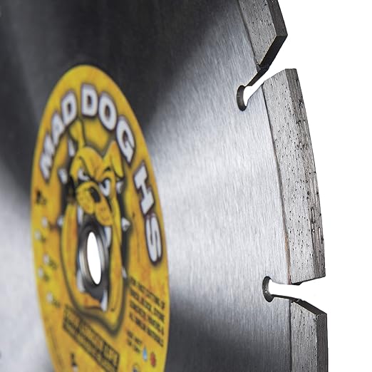 Delta Diamond Mad Dog HS 12 Inch Segmented Diamond Saw Blade, .125 X 1-20mm Arbor, Made in USA, Premium, Wet/Dry, Laser-Welded, General Purpose Cutting Concrete, Masonry, Stone (12")