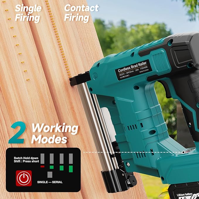 Cordless Brad Nailer, Nail Gun with 2Pcs 4.0Ah Battery, 18 Gauge 2 in 1 Electric Staple Guns Battery Powered for Upholstery & Carpentry, Include 1600Pcs Nails & Staples, Charger (Brad Nailer)