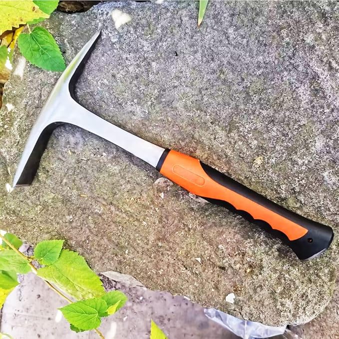 Rock Pick,Forged Brick Hammer, Geologist Rock Pick, Mason's/Bricklayer's Hammer-28 oz Masonary Tool with Pointed Tip &Forged Steel Construction-Shock Reduction handle (point&flat)