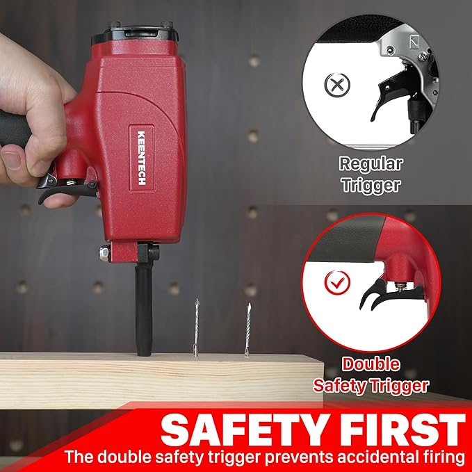KEENTECH Pneumatic Nail Remover, Fast & Labor-Saving Air Punch Nailer, Denailer Air Gun with Dual Safety Trigger for Straight and Bent Nail, 9-16 Gauge nail remover tool for Wood Workpiece, Pallet