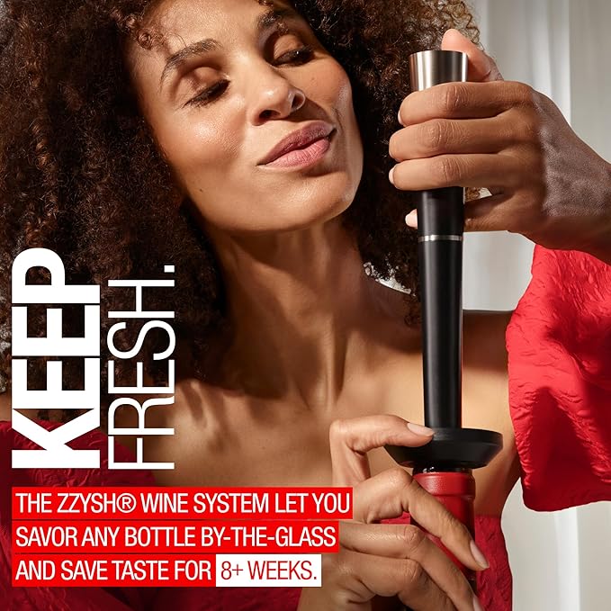 zzysh짰 3 in 1 Wine Saver, Stopper & Argon Gas Wine Preserver Up to 8 Weeks - Wine Preservation System with Argon Gas Cartridges For Wine - Most Inspired Wine Set Gifts for Women, Men Wine Lovers