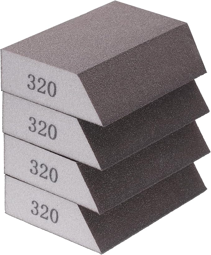 HARFINGTON 4pcs Sanding Sponge Blocks 1500 Grit Sanding Sponge with Angled Edge 4"x2.8"x1", Washable and Reusable Foam Sanding Block for Polishing Kitchen Metal Wood Drywall Home