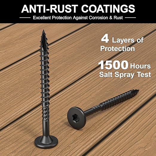 #14 Heavy-Duty Wood Screws, Star Drive Deck Screws, Rust Resistant Timber Screws for Timber/Log/Landscaping Wood (8 Inch,50Pcs,Black)
