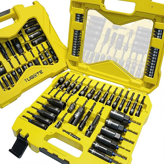 61PCS Impact Nut Driver Set - Magnetic Deep Nut Drivers for Drills Metric & SAE, Socket Adapters, Wing Nut Driver, 1/4'' Quick Change, Bit Extension, Pivoting Nutsetter, S2 Steel Bits, Upgraded Box