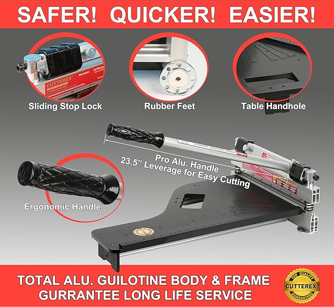 13" Laminate Floor Cutter, Vinyl Floor Cutter - Meet Multi-Angle/Length Cutting, A Flooring Tool also Cuts-Engineered Wood Floor, LVP, VCT, SPC, WPC, Long Life HSS Blade Mounted!