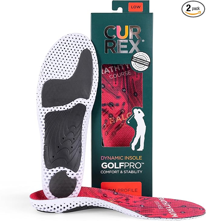 CURREX GolfPro Insoles for Golf Shoes ??Arch Support Inserts to Improve Balance, Stability, Comfort & Performance, Help with Foot & Heel Pain Relief ??for Men & Women ??Low Arch, Medium