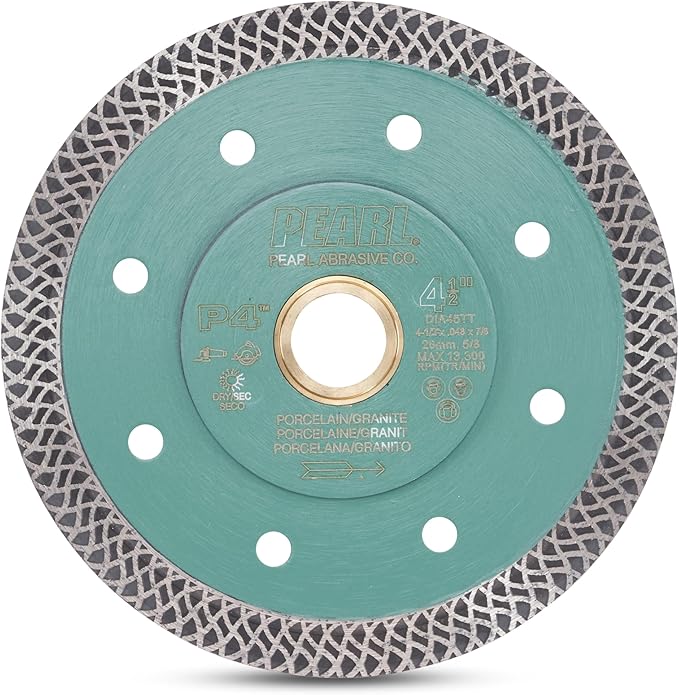 PEARL ABRASIVE CO. P4 Thin Mesh Turbo Porcelain Blade 4 1/2" 5/8"-20mm-7/8 4 Holes
