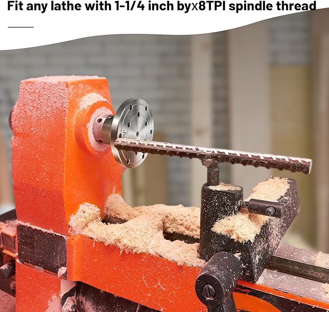 Wood Lathe Steel Faceplate 4",Faceplate for Wood Lathe,Lathe Face Plate Fit for 1-1/4" x 8TPI Spindle with Screwchuck