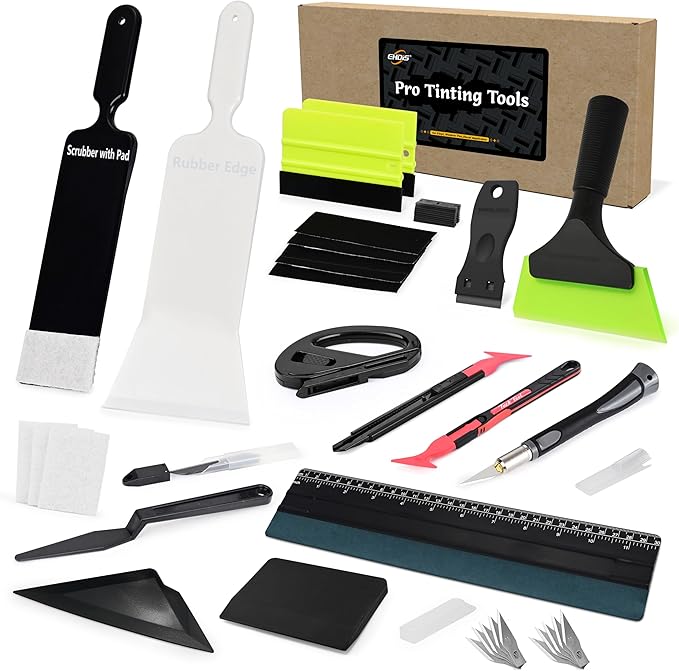 EHDIS Window Tint Kit Vinyl Wrap Tool with Bulldozer Squeegee,Windshield Back Tint Scraper, Small Rubber Squeegee, Wrap Stick, Film Cutter for Car Wrapping Window Film Installation