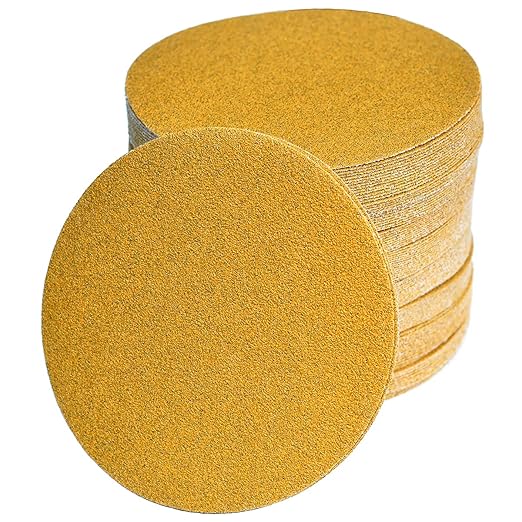 6-Inch No-Hole Hook and Loop Sanding Discs 60-Grit, Random Orbital Sandpaper for Automotive and Woodworking, 100-Pack
