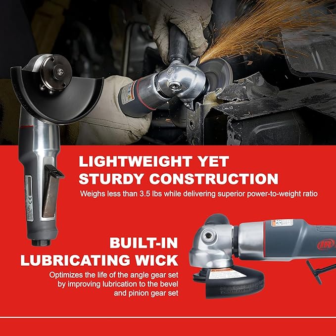 Ingersoll Rand 3445MAX Air Angle Grinder/Cutoff Tool, 4.5" Wheel, 12,000 rpm, 0.88 hp, 5/8"-11 Thread, Rear Exhaust