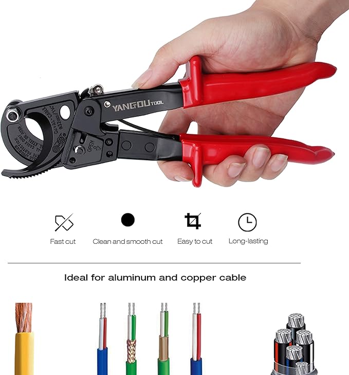 Yangoutool Ratchet Cable Wire Cutter and Heavy Duty Aluminum Copper Ratchet Cable Cutter for Cutting Electrical Wire Up to 240mm짼 Cutter Pliers
