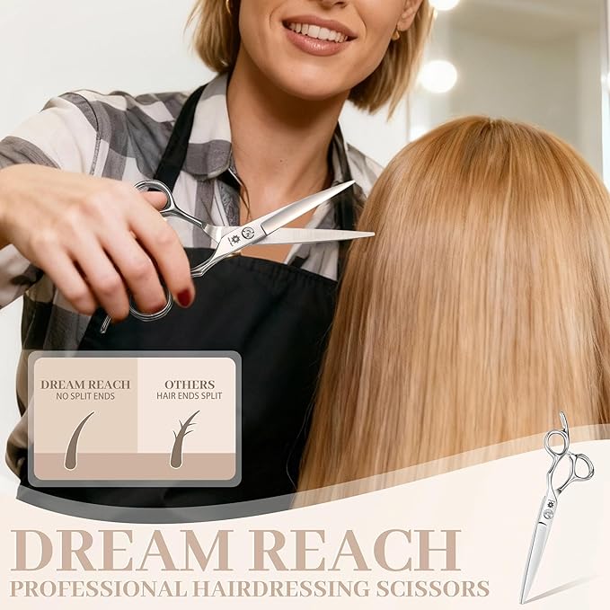 Dream Reach Hair Cutting Scissors Professional Barber Shears, 6.0 inch Hairdressing Regular Scissor Salon Razor Edge Hair Cutting Shear Japanese 440C Stainless Steel
