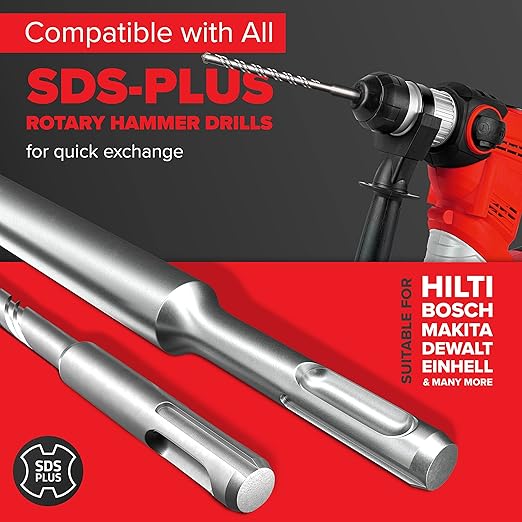 KSP-TEC짰 | Carbide - Cross Tipped SDS-Plus Rotary Hammer Drill and Chisle Bit Set with Storage Case for Masonry, Concrete, Brick, Stone