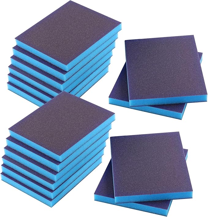 16Pcs 150 Grit Sanding Sponge, Jamiikury Sanding Blocks Washable and Reusable, Wet Dry Sandpaper Sponge for Wood Metal Furniture Paint and Drywall