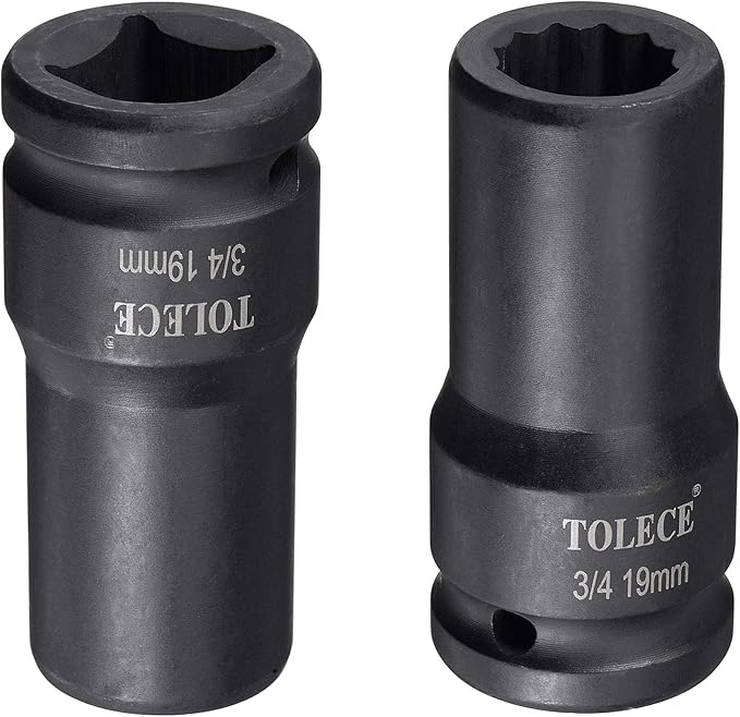 uxcell 3/4-Inch Drive 19mm 12-Point Deep Impact Socket, CR-MO Steel 78mm Length, Metric Sizes