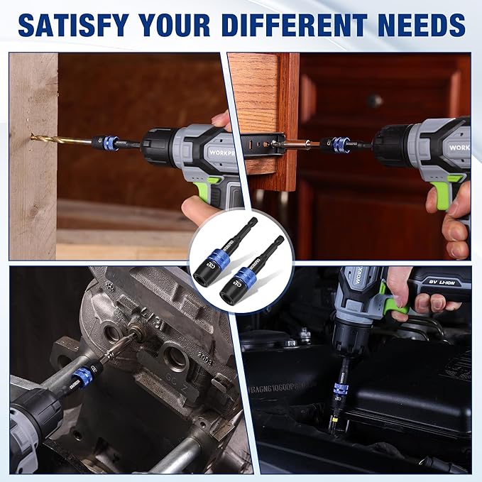 WORKPRO 2-Piece Drill Screwdriver Bit Holder for Impact Driver Bits, 3" Drill Bit Extension, 1/4 Inch Hex Shank Quick Release Extension Adapter, Ideal for Nuts, Drills and Socket Driver Adapters