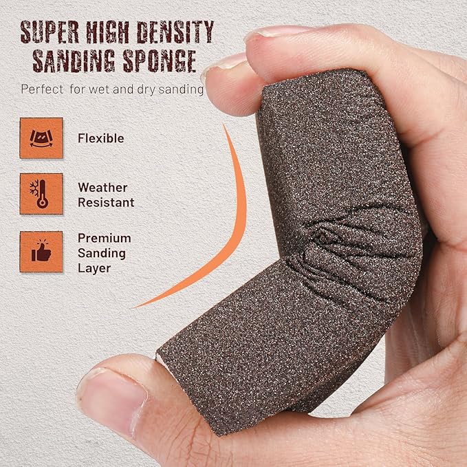 Sanding Sponge,Washable and Reusable Handmade Sandpaper Block竊똙ersatile Sanding Blocks for Wood, Drywall & Metal竊똕andpaper Blocks Pads Perfect for Smooth finishes (6 Pack 220 grit)