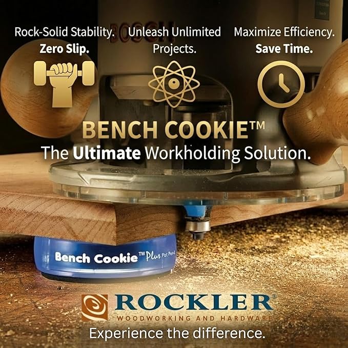 Rockler Work Bench Cookies Plus Work Grippers (4 Pack) ??Rockler Bench Cookies Protect Workpiece from Scratches and Benchtop Debris - Woodworking Kit for Most Average-Sized Panels